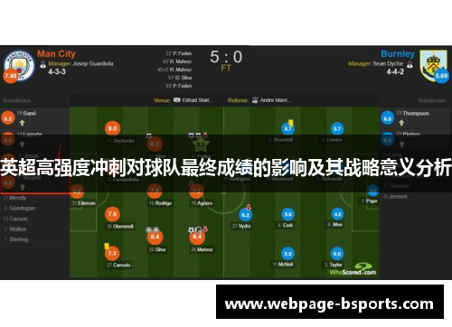英超高强度冲刺对球队最终成绩的影响及其战略意义分析